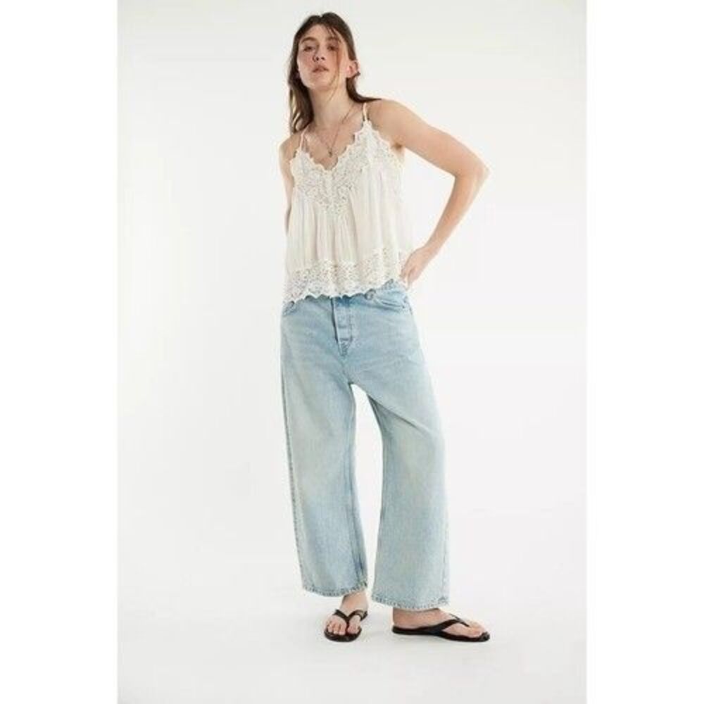 Intimately Free People Fiona Cami Blouse Top Tank Sleeveless Lace Slip XS 290045